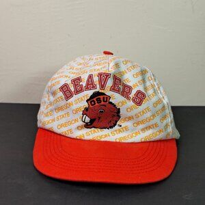 VINTAGE Oregon State Beavers Hat Cap Front Row All Over Spell Out Snap Back NCAA